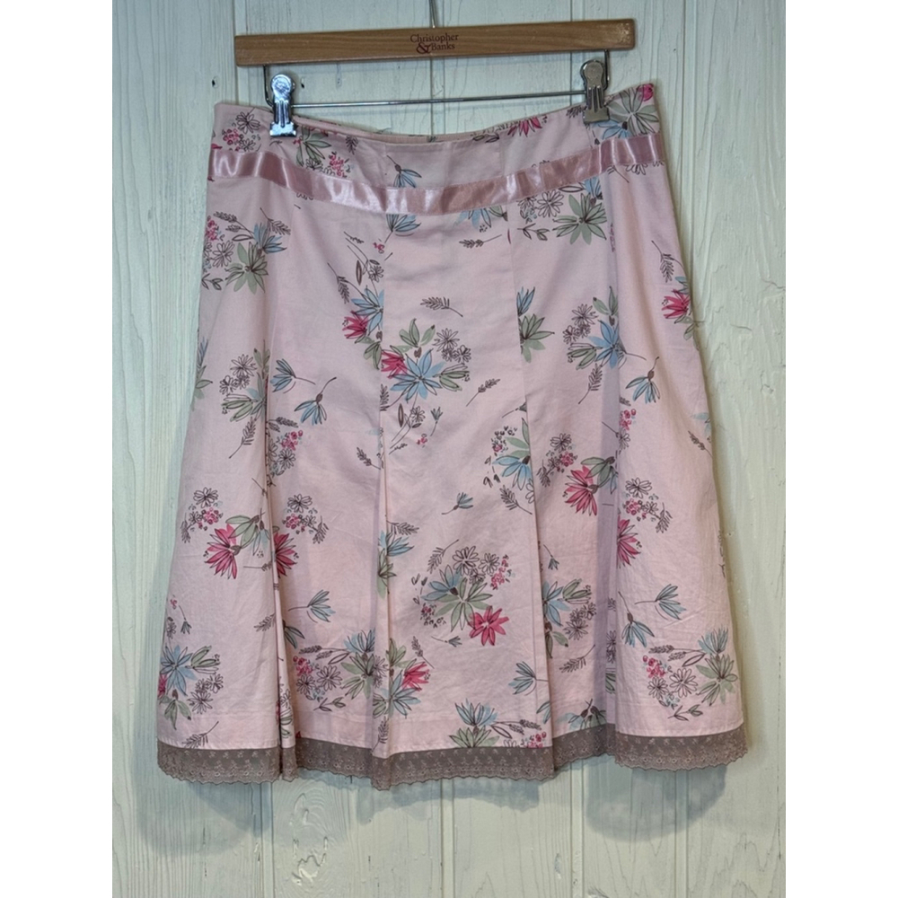 Janeville Floral Pleated Skirt Pink Size 12